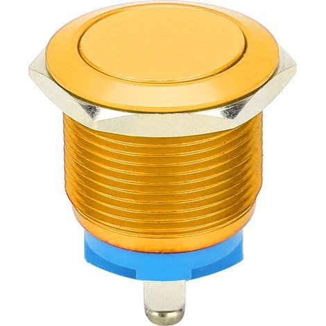 Interrupteur à bouton-poussoir métallique 19mm tête plate auto-réinitialisation noir pour contrôle d'alimentation (1/5)