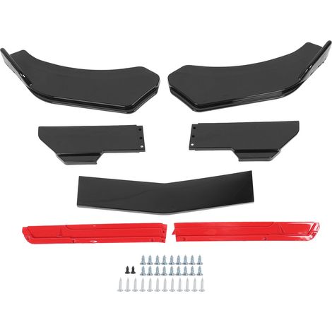 Kit de carrosserie noir brillant résistant aux chocs de becquet de lèvre de pare-chocs avant de 160 cm avec menton rouge pour la série 1 E90 E91. (1/5)