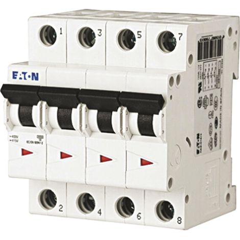 Disjoncteur Eaton Eaton Moeller 4P, 16A, pouvoir de coupure 6 kA, montage rail DIN ( Prix pour 1 )