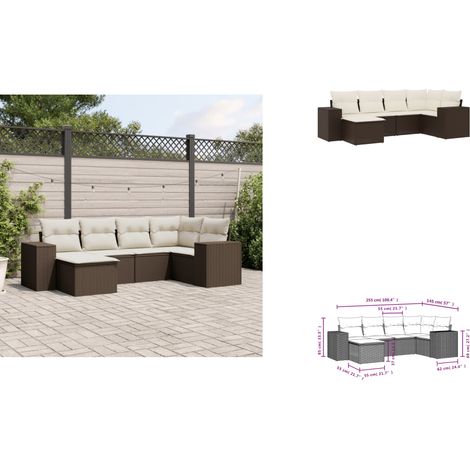 6-tlg. Garten-Sofagarnitur mit Kissen Braun Poly Rattan - Garten Sofagarnitur - Garten Sofagarnituren - Outdoor Sofagarnitur - Sofagarnitur Terrasse (1/3)