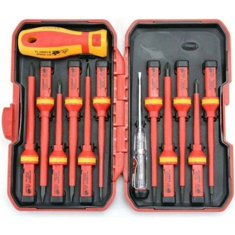 Tournevis Isolés - 13 Pièces CR-V 1000 V - Électricien - Kit Réparation Électrique (1/4)
