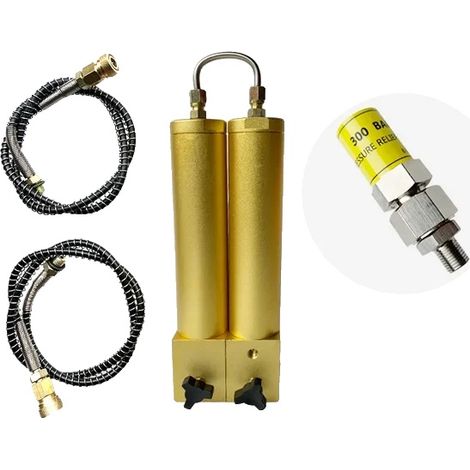Filtro de aire, filtración de dos etapas, compatible con alta presión, 286 mm de longitud, válvula de seguridad. (1/2)