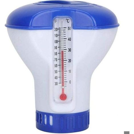 Doseur flottant pour piscine – Doseur automatique de chlore avec thermomètre intégré, compatible avec tous les types de piscines (hors-sol, enterrée, gonflable)