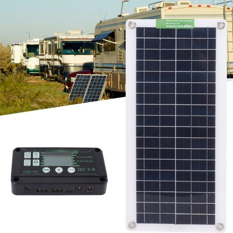 Régulateur de tension de charge pour panneau solaire monocristallin 30 W 18 V avec double port USB et contrôleur noir (1/5)