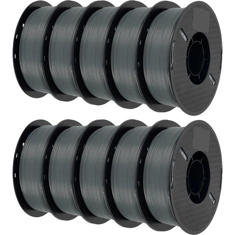 PLA-Filament, 1,75 mm Durchmesser, 10 Rollen à 1 kg, 10 KG PLA Grau (1/2)