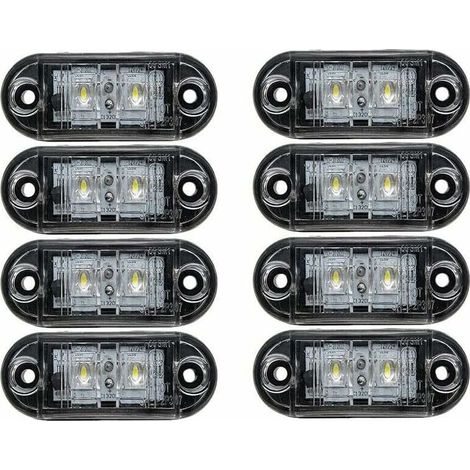 Luces de posición laterales para coches, 8 unidades, LED universales de 12V/24V para camiones, remolques, furgonetas, caravanas, camiones, color blanco.
