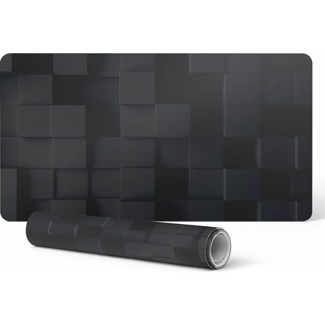 Alfombrilla de escritorio de vinilo con cubos tridimensionales impresos, 90x45 cm.