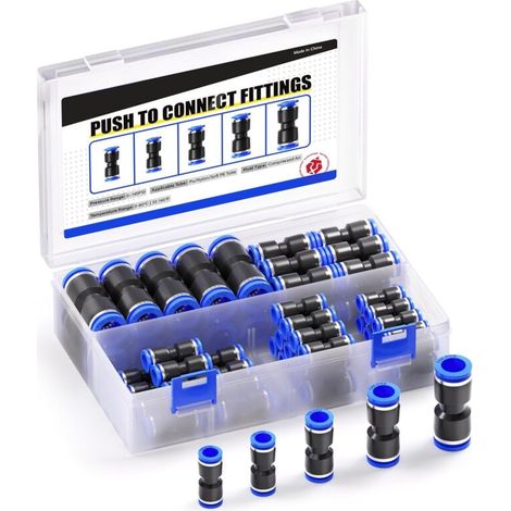 50Pcs Connecteur Droit Pneumatique, Raccord Rapide Air Push Connecteur à Poussoir Droit,Raccords de Tuyau Raccord de Tube de Ligne d\'Air en Plastique,OD 4/6/8/10/12mm