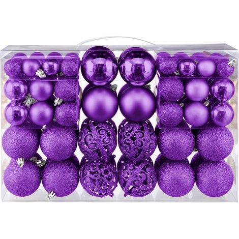 100 violette Weihnachtsbaumkugeln – Unzerbrechliche Christbaumschmuck-Set für festliche Dekorationen, Weihnachtsbaumdekorationen, Weihnachtsfeier, Weihnachtsdeko
