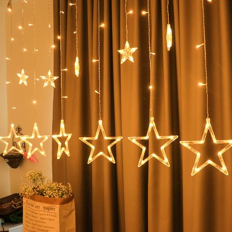 Les rideaux au néon étoilé peuvent être fixés à l'extérieur et les guirlandes de Noël sont étanches. Étoiles pour les fenêtres du pavillon, les mariages, Halloween et les lumières de Noël (3,5m, 120le