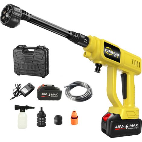 Idropulitrice ad alta pressione senza fili, portata massima 250 l/h, ugello multifunzione 6 in 1, tubo flessibile da 5 m, idropulitrice portatile ad alta pressione - con 1 batteria e accessori, ideale (1/4)