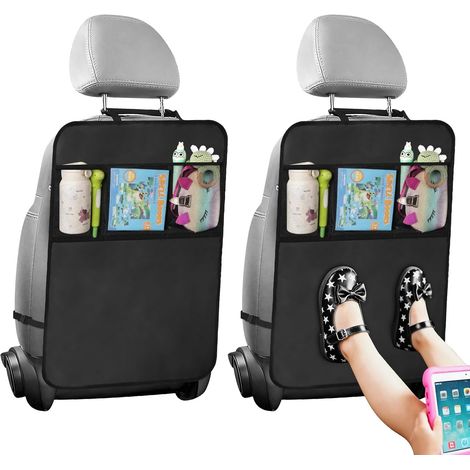 2 Pièces Protection Dossier Voiture, Kick Mats, Tapis de Protection pour Dossier de Voiture, Protections Arrière pour Enfant avec Poches Anti-Saleté Résistant aux Taches pour SUV, Jeeps, Camions (1/5)