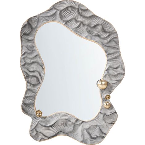 Specchio da parete decorativo da parete Vetro MDF Cornice in ferro Grigio Linas