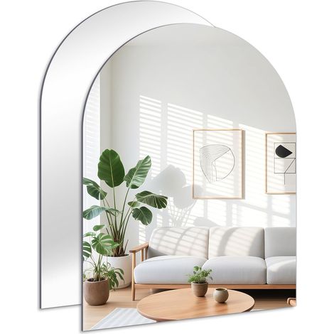 Miroir Mural Adhesif Arqué Miroir Autocollant Miroir Adhésif 40 x 30 cm à Coller Miroirs Décoratifs Incassables en Acrylique Porte Chambre Salle de Bain Entree Salon (1/5)