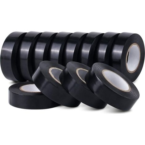 12 Rouleaux,Ruban adhésif isolant électrique Noir,19mmx20m,Ruban électrique en PVC,Ruban isolant vinyle pour Réparation de câbles électriques,Attacher des fils électriques,flexible,ignifuge (1/5)