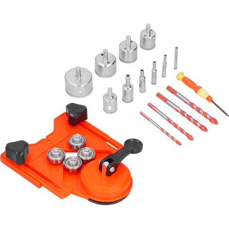 Kit de 16 forets diamantés (6-50 mm) pour le perçage du carrelage et du bois (orange).