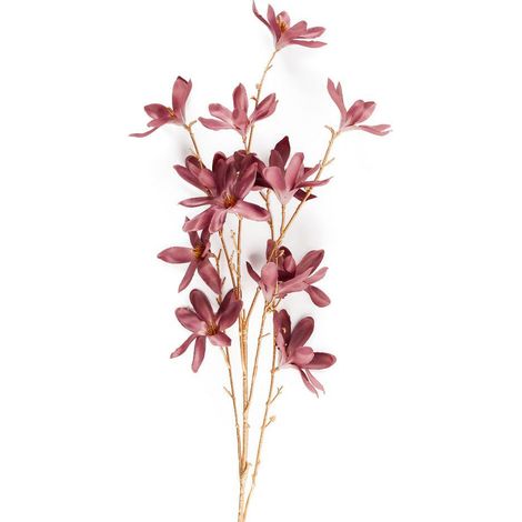 Ramo di camelie decorative con stelo dorato in poliestere per decorazioni natalizie -Viola