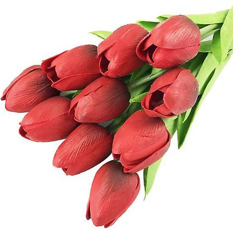 bouquet de tulipes artificielles, composition florale pour la maison, le jardin, un mariage ou un bureaurouge (1/5)