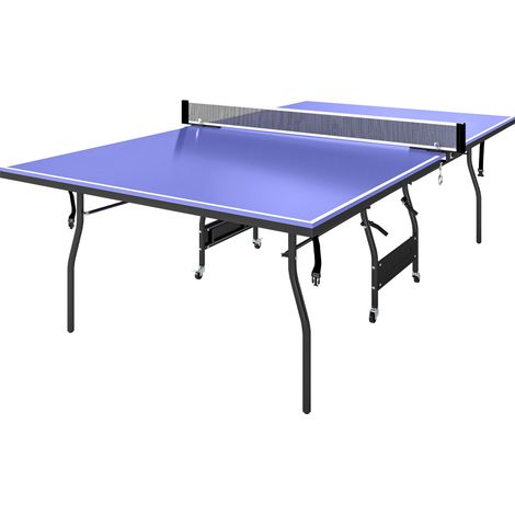 Mesa de Ping-Pong Tamaño Estándar con 4 Ruedas Red 2 Paletas y 3 Pelotas para Interior 274x152,5x76 cm Azul (1/5)