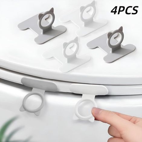 4 pezzi, Rialzo per sedile WC, Silicone, Rialzo per coperchio, Sollevatore per sedile WC, Accessori per WC, per casa, hotel, ristorante, Grigio, Bianco, 4,735 cm (1/5)