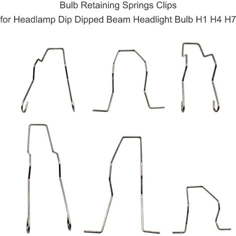 – Agrafe à ressort de maintien pour ampoules H1 H4 H7 – Métal – Lot de 6 clips – Remplacement pour phares de voiture (1/2)