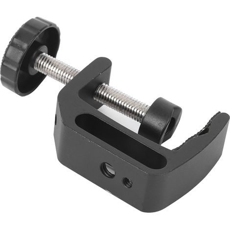 Support de bureau fixe en alliage d'aluminium noir à pince en C pour lampe torche, appareil photo et trépied. (1/5)