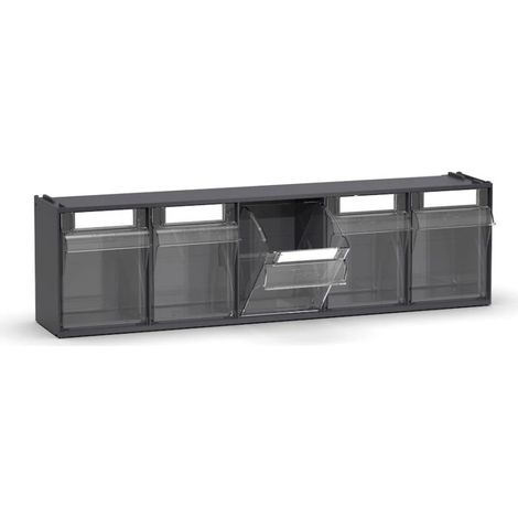 cassettiera porta minuteria fami "visual box" 5 cassetti in plastica antracite 60x14x16,8 cm (1/4)