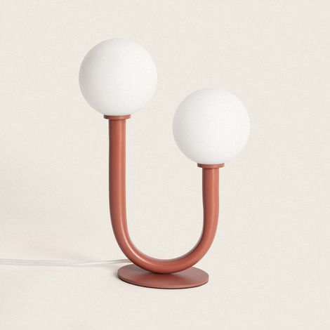 Ledkia – Lampe à poser en métal et verre terracotta – Dimensions 310x220x120mm – Pour ampoules G9 – Design élégant pour salons et chambres (1/5)