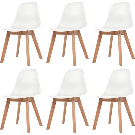 Chaises de salle à manger 6 pcs Blanc Plastique 7 (1/5)