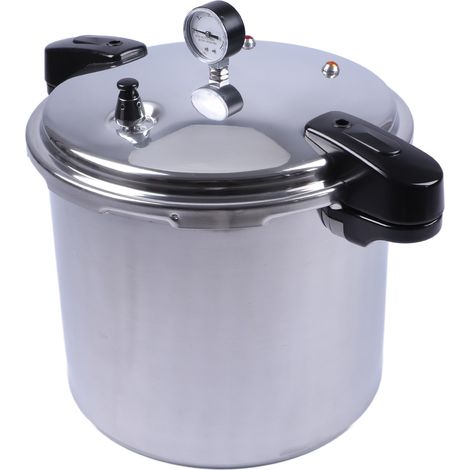 Autocuiseur en alliage d'aluminium épais, capacité 23 L, cuisson rapide avec indicateur de température, pour cuisinière à gaz. (1/5)