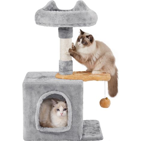 Yaheetech Albero Tiragraffi per Gatti 40,5 x 30,5 x 72 cm Grigio Chiaro (1/5)