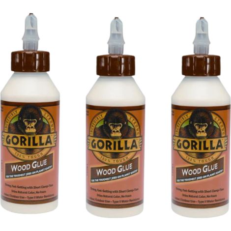 Gorilla PVA Wood Glue 236ml Pack of 3 - Non-Toxic & Fast Drying (1/2)