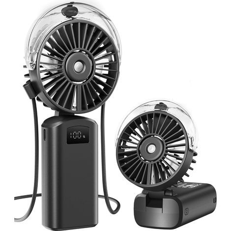Sprühventilator, 180° faltbar, 3 Geschwindigkeitsstufen, 4000-mAh-Akku, USB Typ-C, LED-Anzeige, Reisefunktion (1/5)