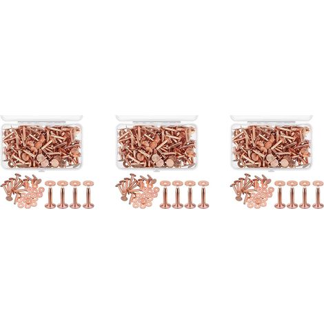 300 Ensembles de Rivets En Cuivre et de Bavures Rondelles En Cuir Rivet de Cuivre Attache pour Portefeuilles Colliers En Cuir Bricolage Fournitures D'Artisanat (1/5)