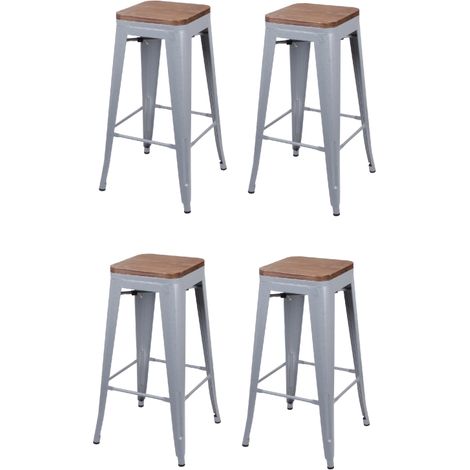 Tabouret de bar en bois et métal design vintage LIV (1/2)