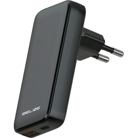 Caricabatterie Beline 1x USB-C + 1x USB 65W nero (solo connettore) PD 3.0 + QC 3.0 BLN2CW65 (1/5)