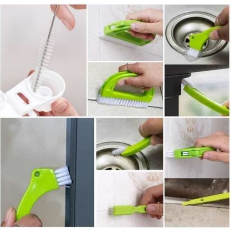 Lot de 4 brosses de nettoyage pour joints de carrelage avec poignée, utilisées pour la maison et la cuisine, les rails de fenêtre, (1/4)