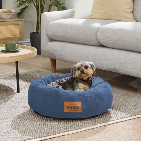 Paws for Slumber Donut Pet Bed, Navy, Small, 55cm Diameter