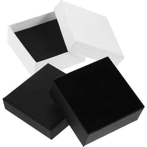 Coffret à bijoux avec coussin en mousse – Organisateur compact pour colliers, bracelets, bagues et boucles d'oreilles – Idéal pour les anniversaires et les mariages – Noir et blanc (1/5)