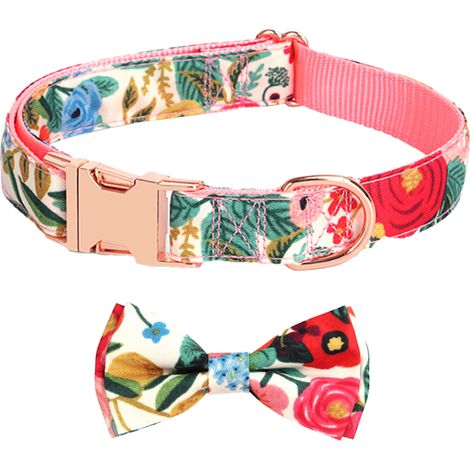 Collier Pour Chien En Coton Avec Nœud Papillon Amovible Et Boucle Métallique Réglable Pour Chiots Et Grands Chiens (1/5)