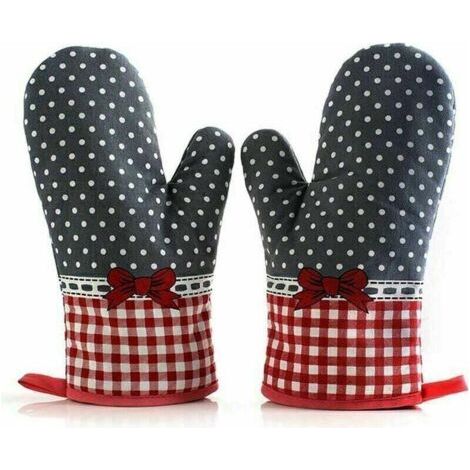 QORVA-Gants grill ignifugés, manique coton Gants four pour protéger les mains Taille unique par lot de 2 28cm (1/4)