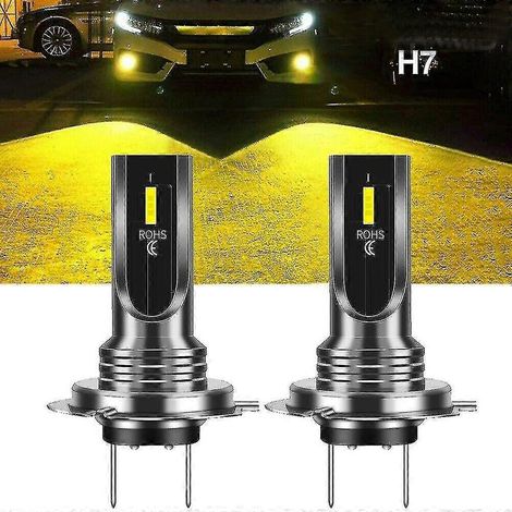 Set mit 2 H7 LED-Lampen für Scheinwerfer, Halogen, für Autos, Nebelscheinwerfer, 3000K, fehlerfrei, gelb - YNPSpecial Gift - AquaForge