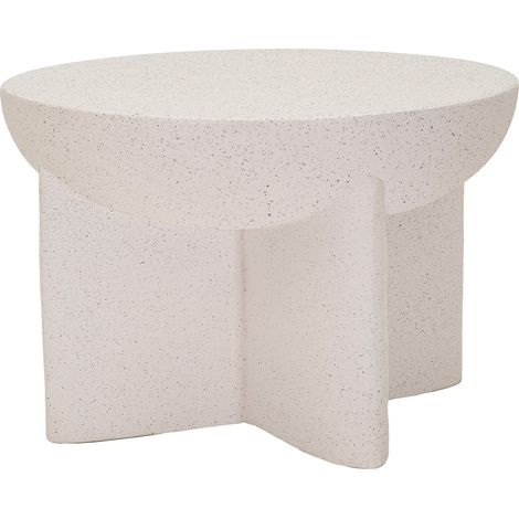 Mesa de Centro Cromwe, Apta para Interior/exterior, Forma Redonda, Color Blanco, 71x50x71h cm Mármol Blanco