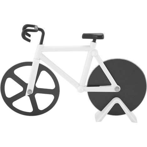 Modischer Fahrrad-Pizzaschneider mit Doppelrädern, weiß (1/5)