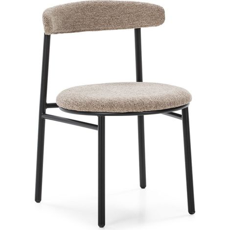 Chaise tissu beige et métal noir Razaka (1/4)