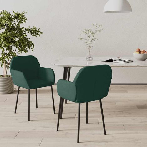 Sillas de comedor 2 unidades terciopelo verde oscuro