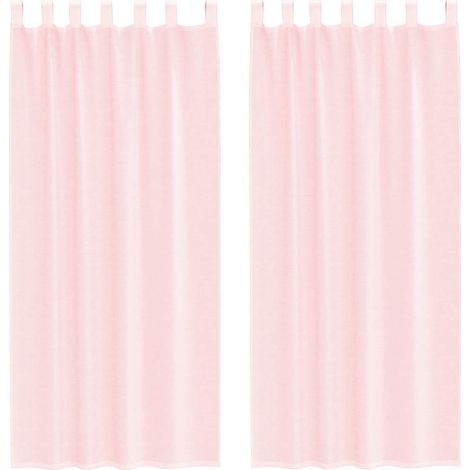 Maison Exclusive - Voile Vorhänge mit Schlaufen 2 Stk. Hellrosa 1