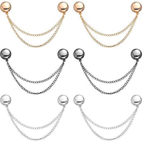 Set di 6 mollette magnetiche in metallo con catenella, multiuso, per fissare l'orlo di hijab, cardigan, pantaloni, polsini e maniche di camicie. (1/5)