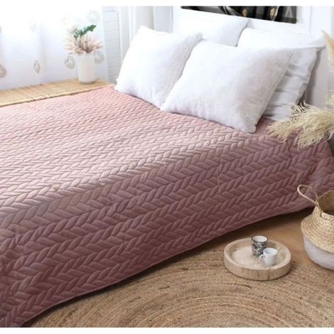 Mikrofaser-Tagesdecke mit Flechtoptik, 240 x 220 cm, Rosa (1/5)
