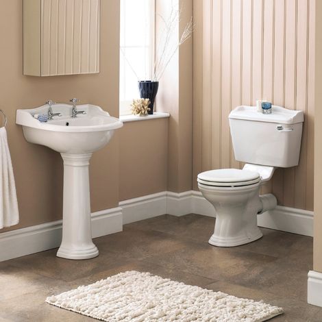 Hudson Reed Ryther Basin and Full Pedestal 600mm Wide - 2 Tap Hole (1/5)